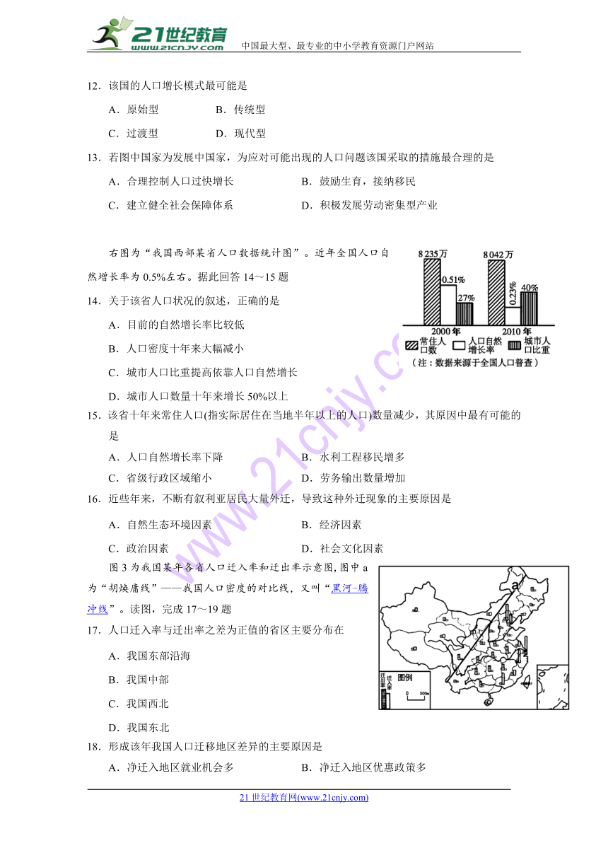 湖南省张家界市慈利县2017-2018学年高一下学期期中考试地理试题