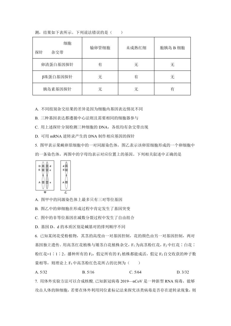 山东省青岛市莱西市2020-2021学年高一下学期期末考试生物试题（Word版含答案）