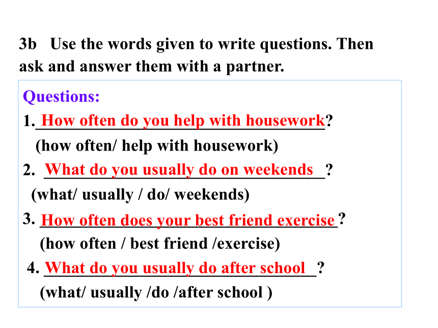 Unit2 How often do you exercise SectionA（GrammarFocus-3c）课件