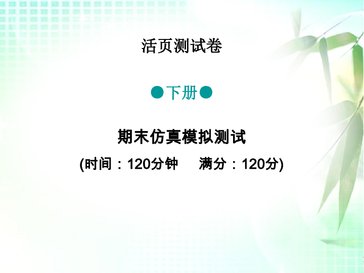 2019部编人教九年级语文下册期末仿真模拟测试 课件（含答案，幻灯片29张）