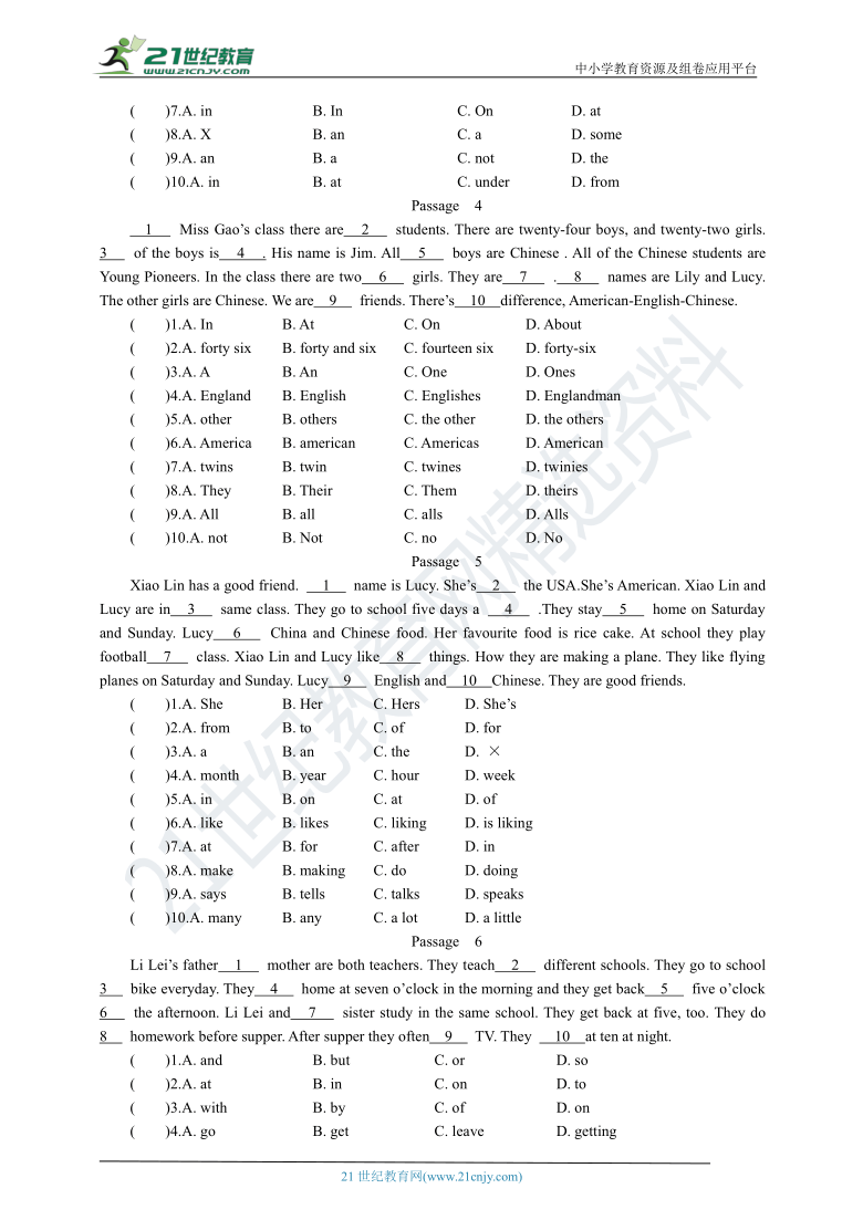 小升初英语通用版 完形填空11复习试卷（含答案及解析）