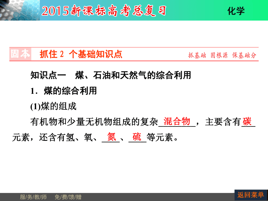 河南省教师原创2015届新课标高考化学总复习课件（抓住基础知识点+掌握核心考点+高效训练）：第11章 第2节资源综合利用+环境保护（共52张PPT）