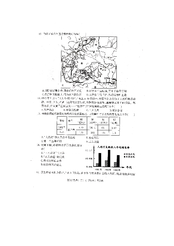 山东省阳谷县2020年初中学业水平第二次模拟考试历史试题（扫描版含答案）