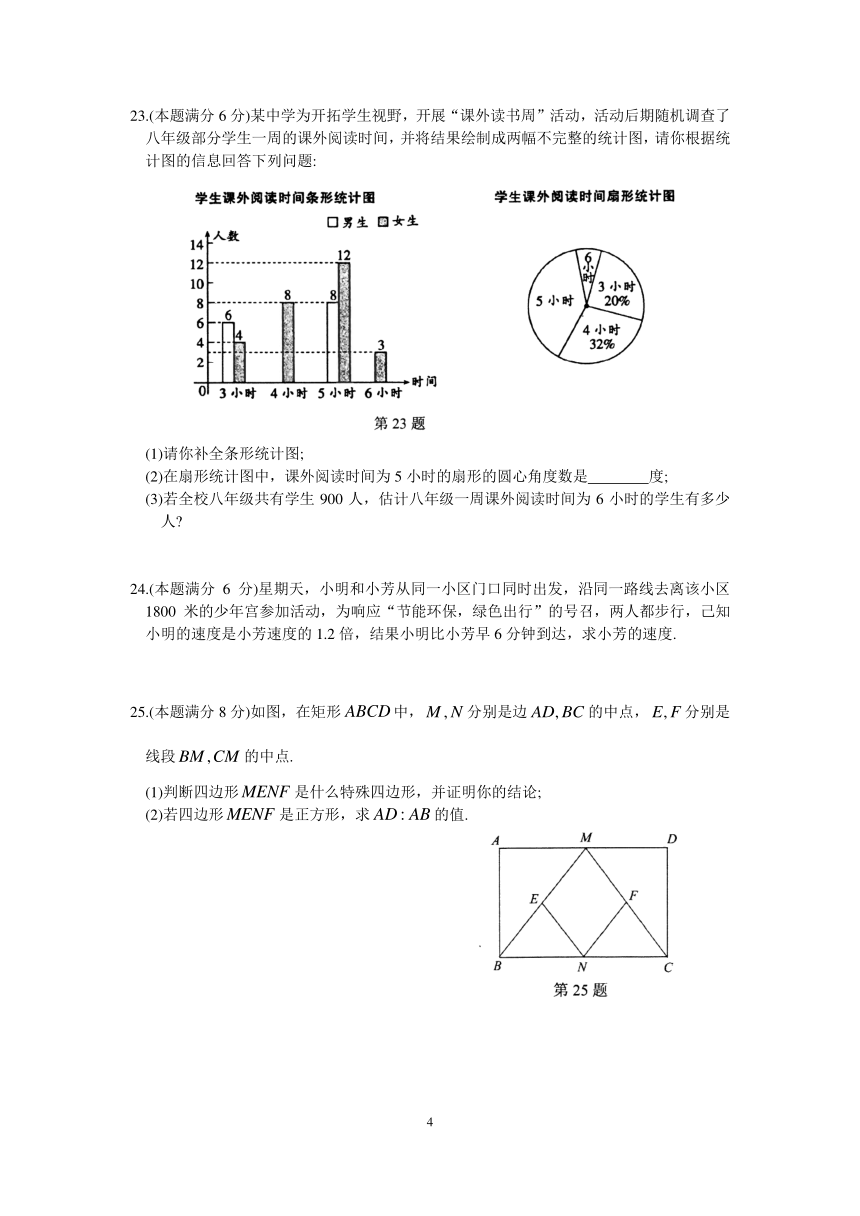 江苏省苏州市吴中区2017-2018学年度八年级下学期期中调研测试数学卷（含答案）