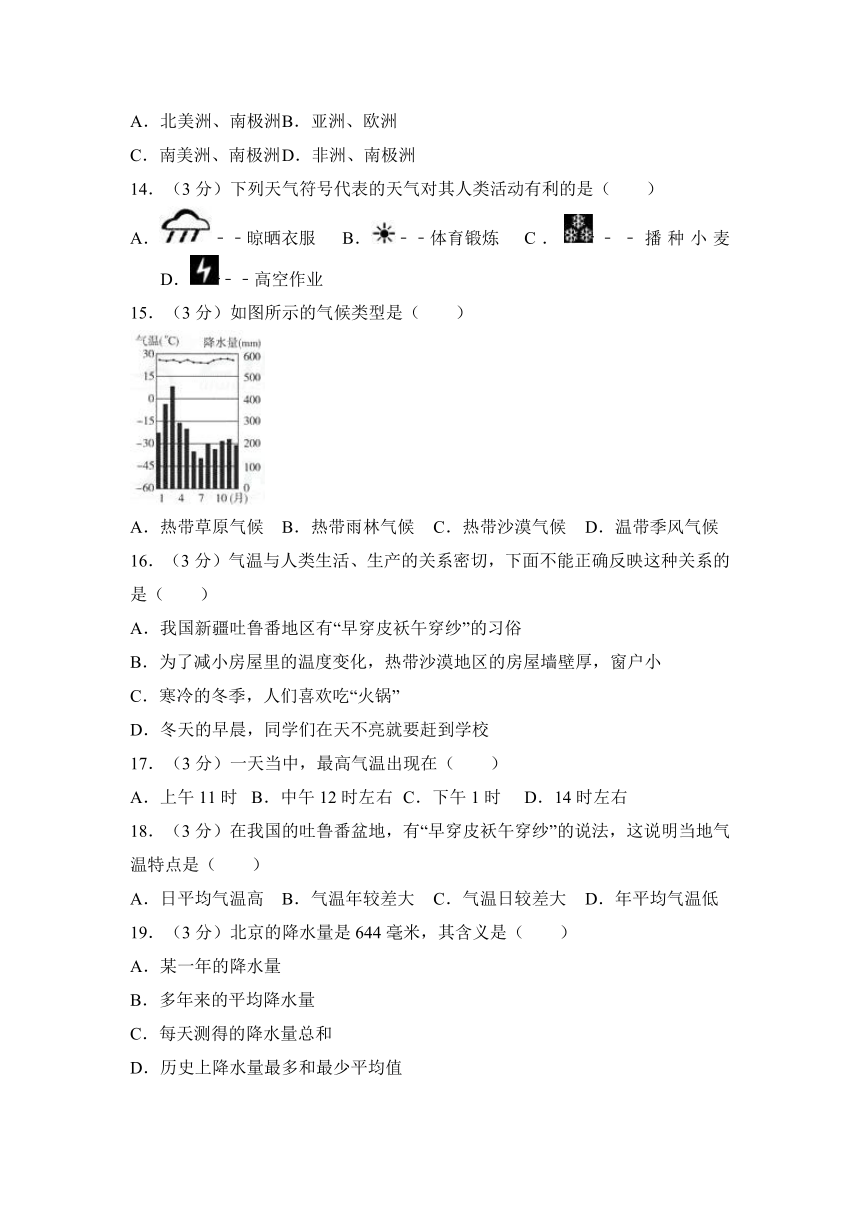 2017-2018学年广西崇左市扶绥县七年级（上）期末地理试卷（word版，有解析）