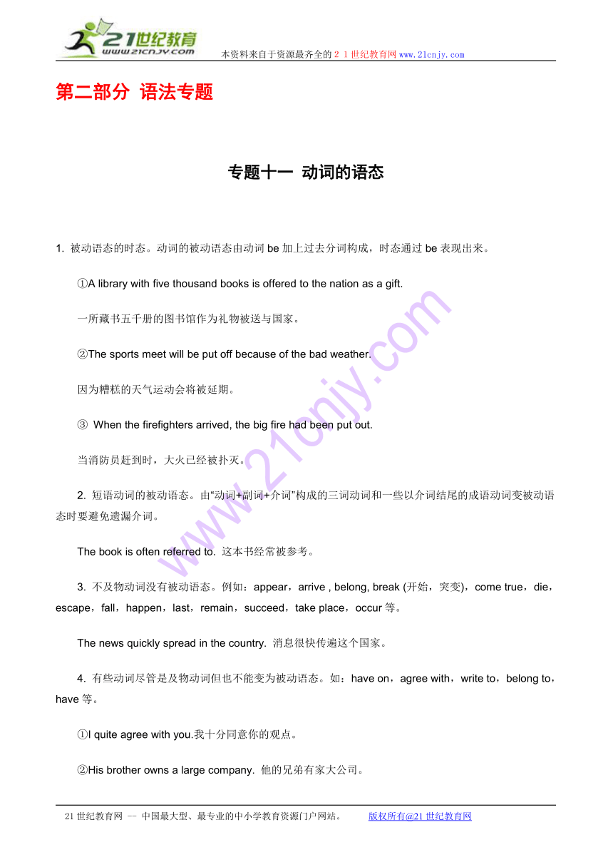 英语：直击2010年之《高考优学》 语法专题-动词语态