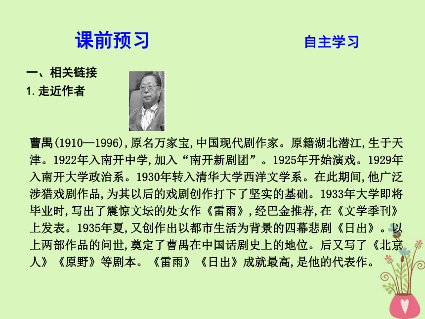 2018版高中语文专题2一滴眼泪中的人性世界灵魂的对白雷雨（节选）课件苏教版必修4