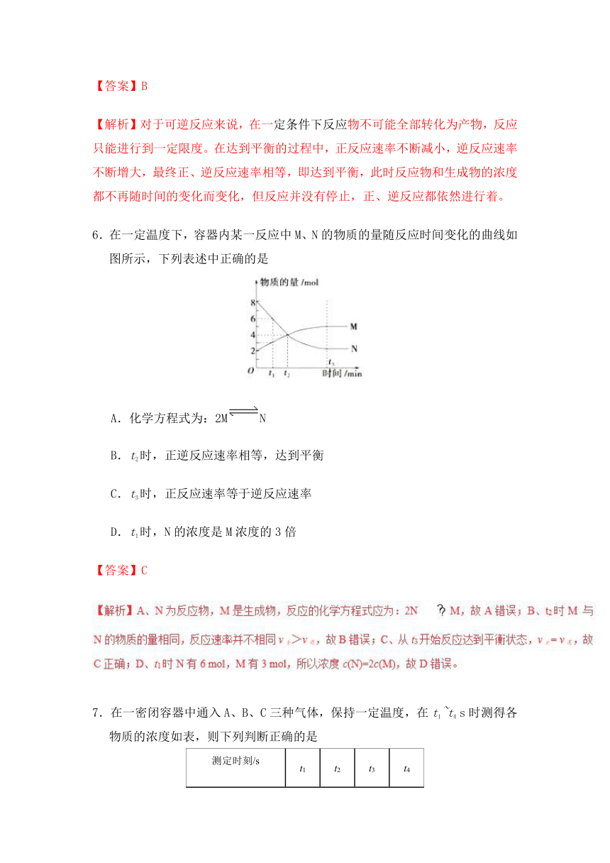 专题2.3.2化学反应的限度-课时同步2017-2018学年高一化学人教版（必修2）