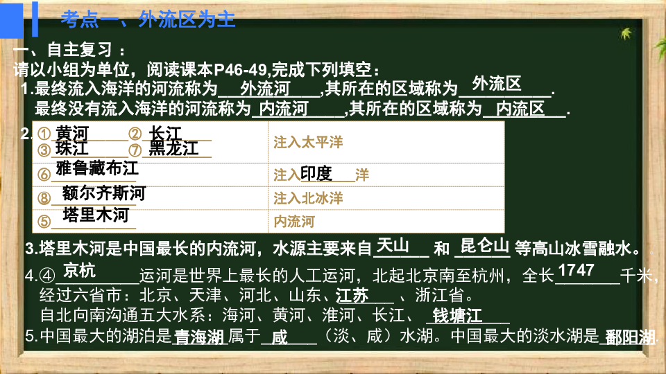 湘教版八年级上册 2．3 中国的河流 复习课件（24张PPT）