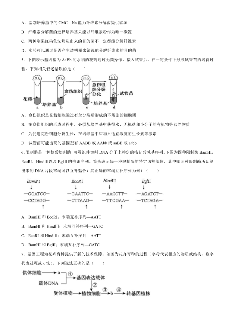 山东省潍坊市昌邑第一高级中学校2020-2021学年高二下学期4月月考生物试题      含答案