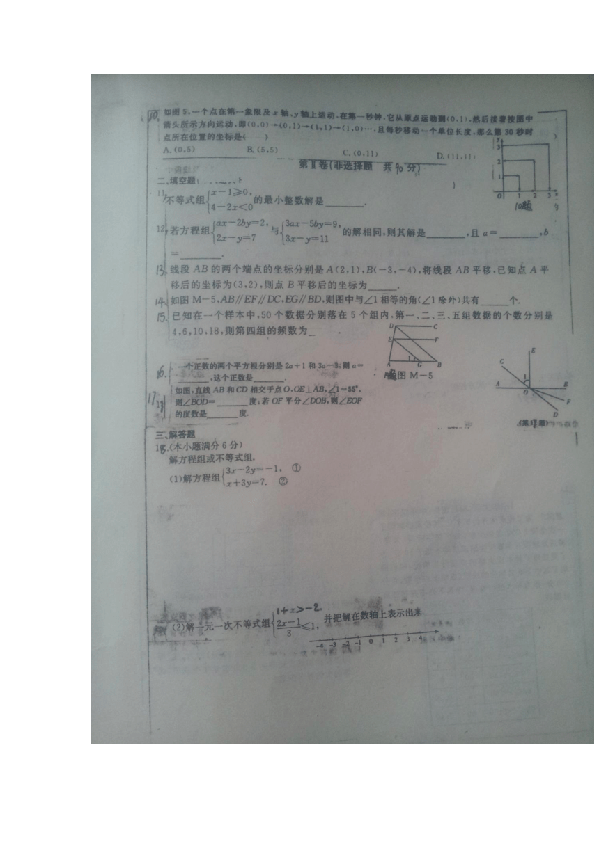 山东省德州市庆云县第二中学2015-2016学年七年级6月月考数学试题（图片版）