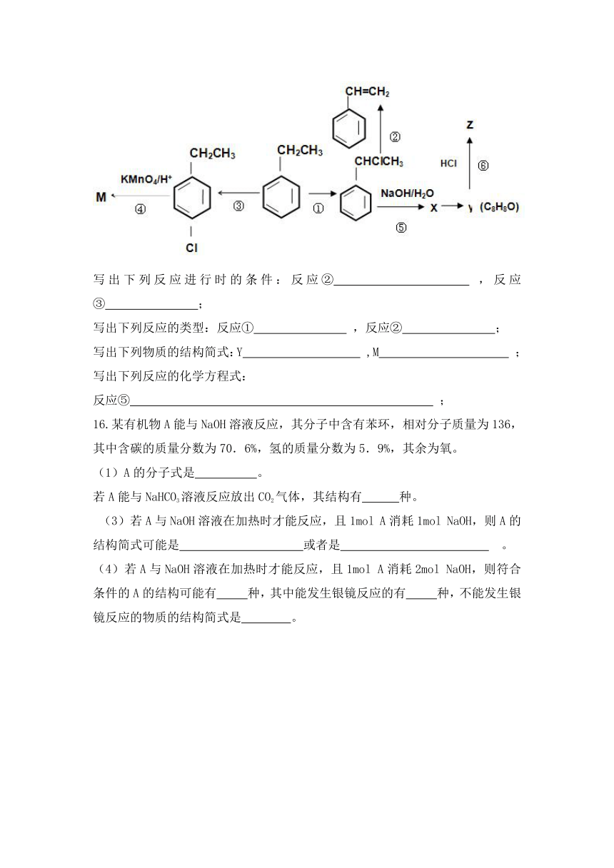 河南省原阳县2017届高三化学高考复习《烃的衍生物》专题训练试题卷