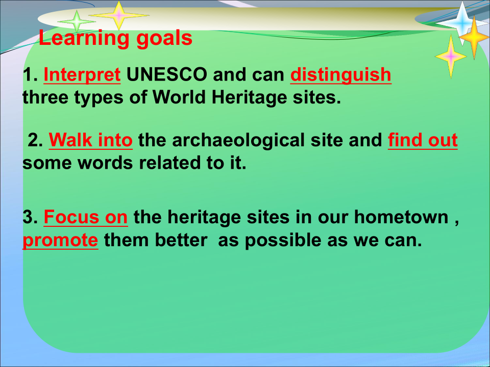 Unit 3 Back to the past Word power_ UNESCO world heritage； Words related to archaeology课件（36张）