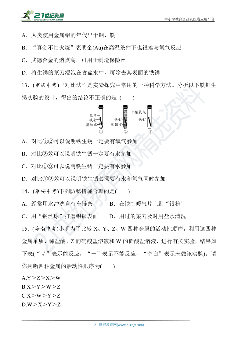 人教版九年级化学下册  第八单元《金属和金属材料》达标检测卷（含详细解答）