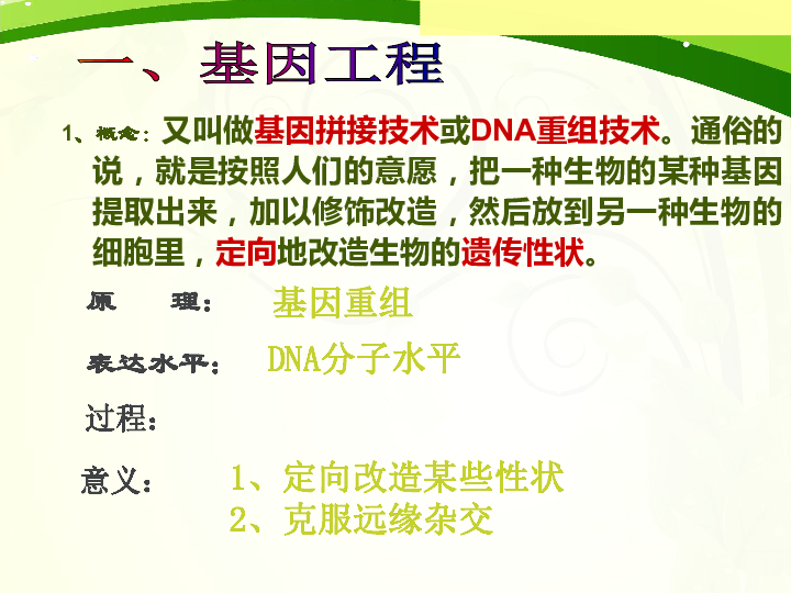 高中生物人教版必修二第六章第2节基因工程及其应用(共65张PPT)
