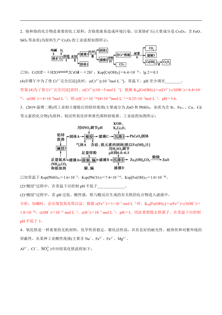 考向02 pH的调控-备战2021年高考化学主观题（工艺流程题）答题模板与考向专练（解析版）