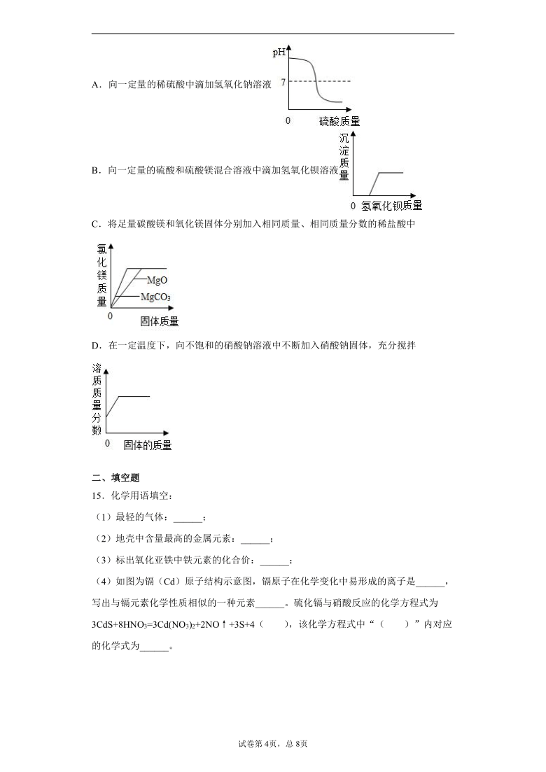 2020年4月内蒙古自治区赤峰市红山区中考模拟化学试题（word版 含解析答案）