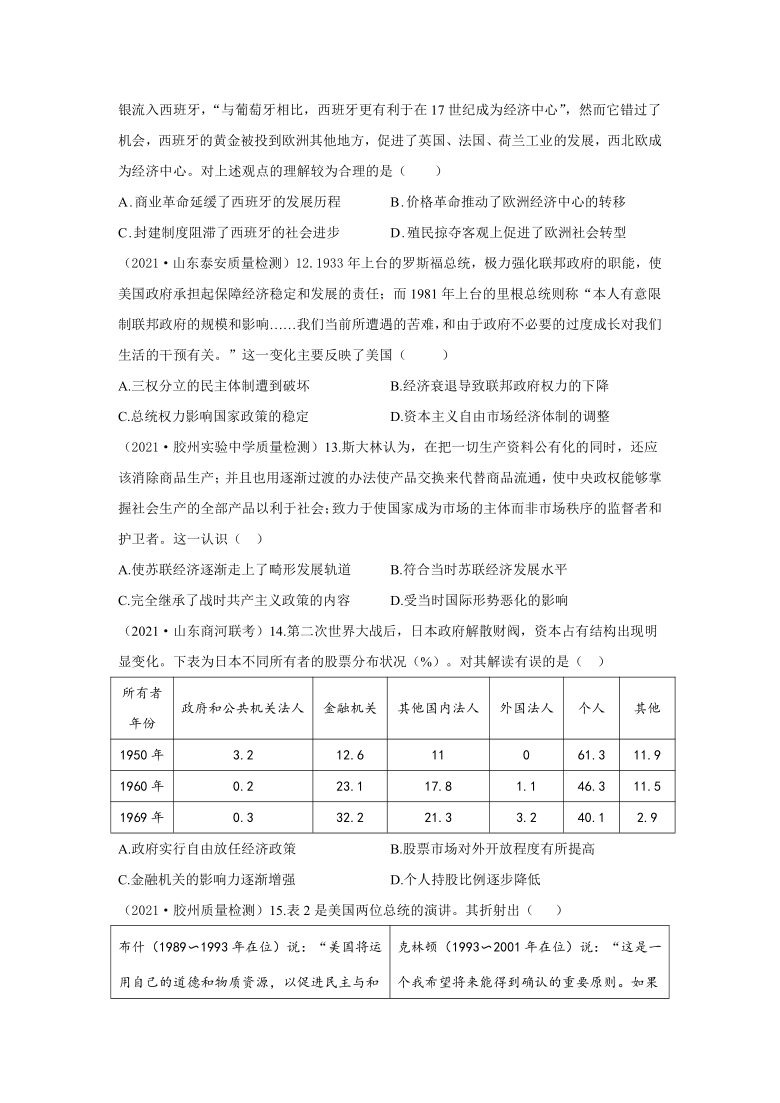 2021届高考历史钻石押题卷   山东专版 Word版含解析