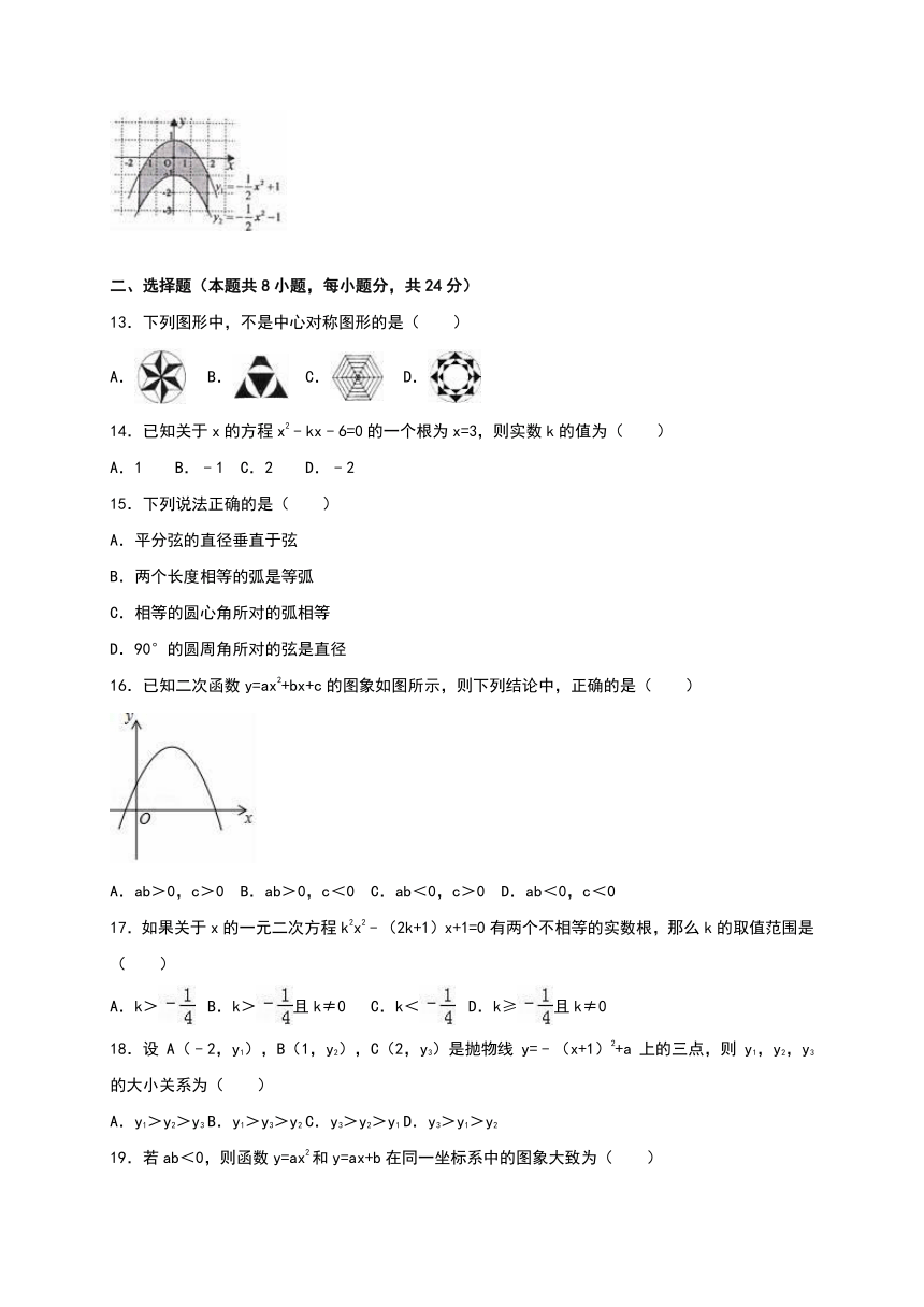 青海省油田二中2016-2017学年九年级（上）期中数学试卷（解析版）