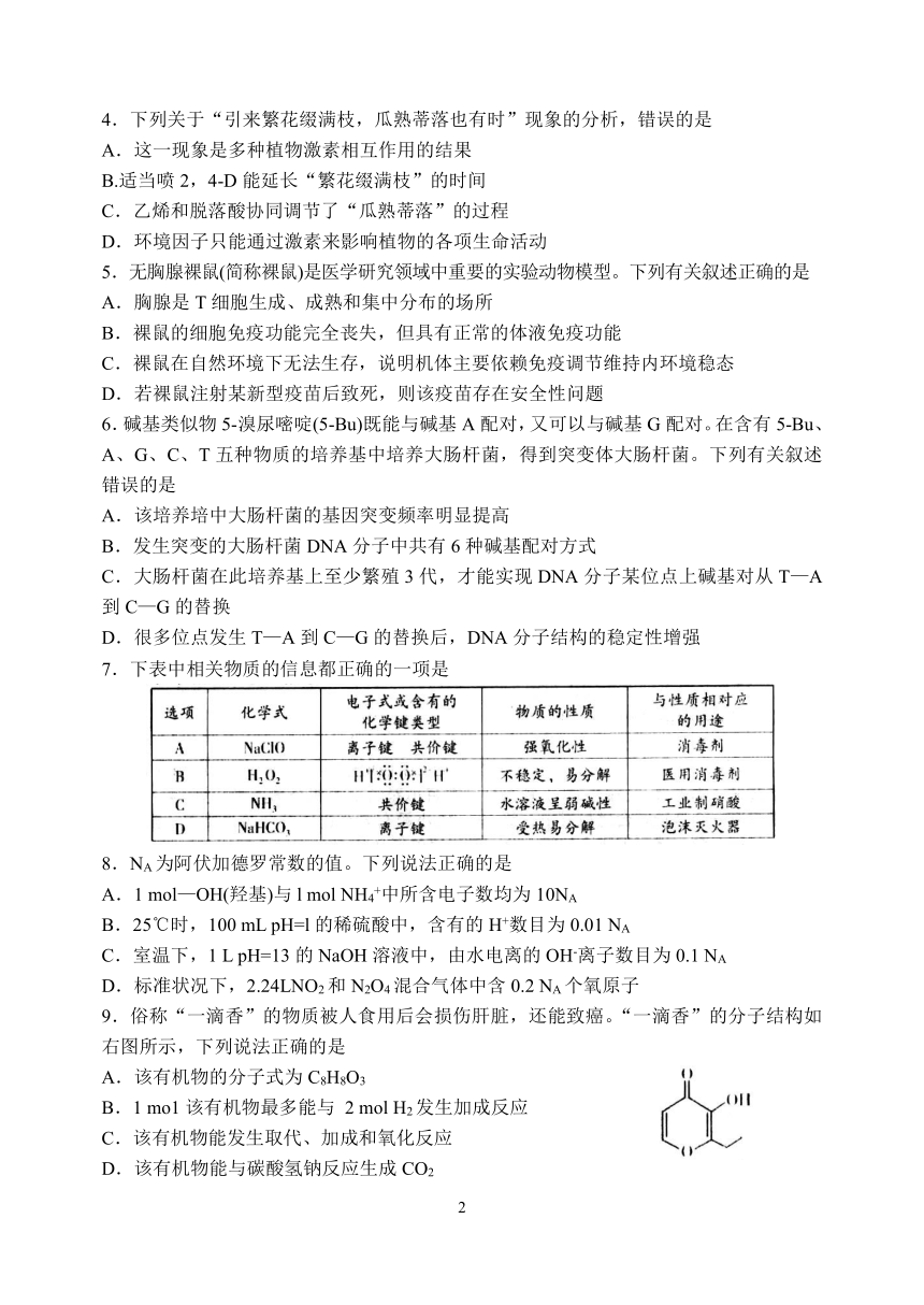 山东省潍坊市2016届高三第一次模拟考试考试理综试题（WORD版）