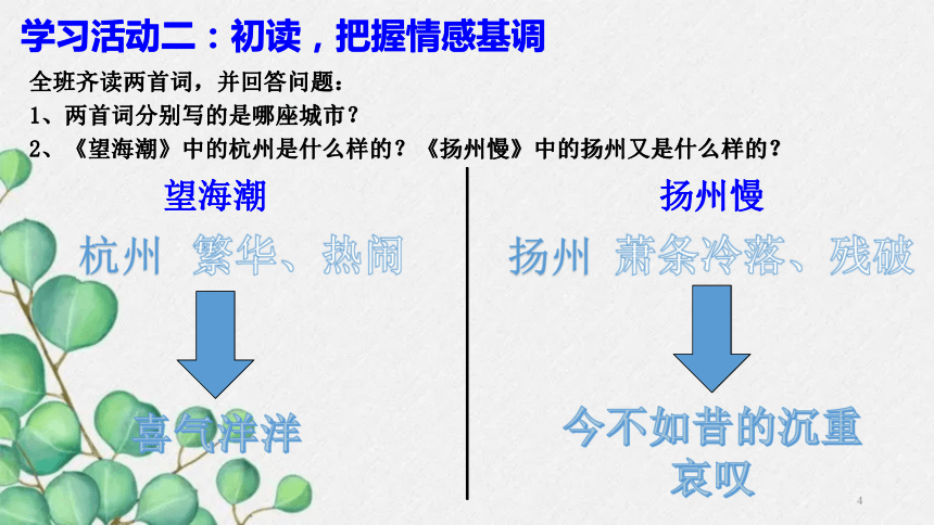 4望海潮扬州慢比较阅读20212022学年统编版高中语文选择性必修下册共