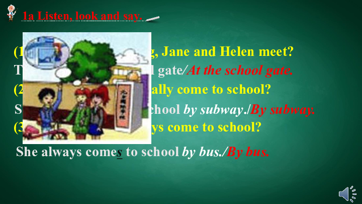 Unit 5 Our school life Topic 1 I usually come to school by subway.SectionA课件22张PPT