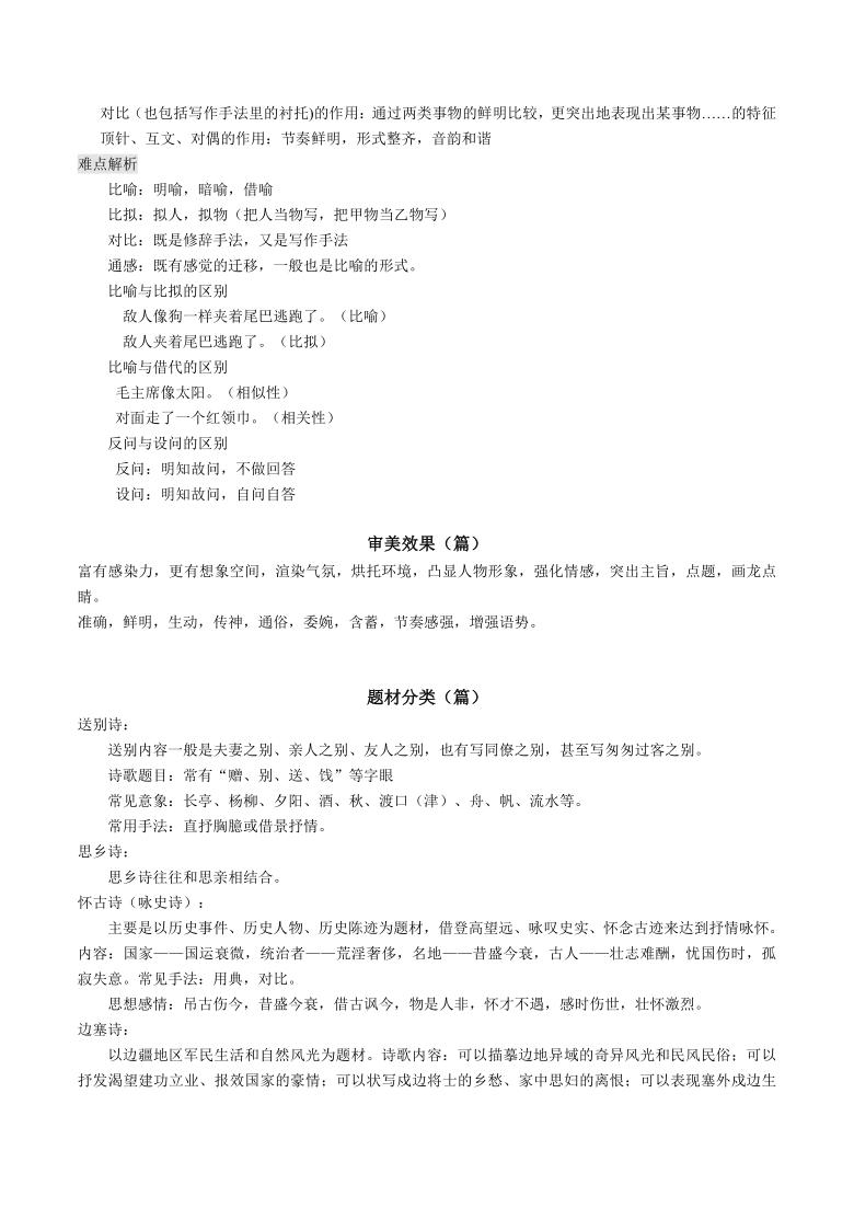 课堂精华，纯干货！古代诗歌鉴赏知识技巧全梳理（直接打印）