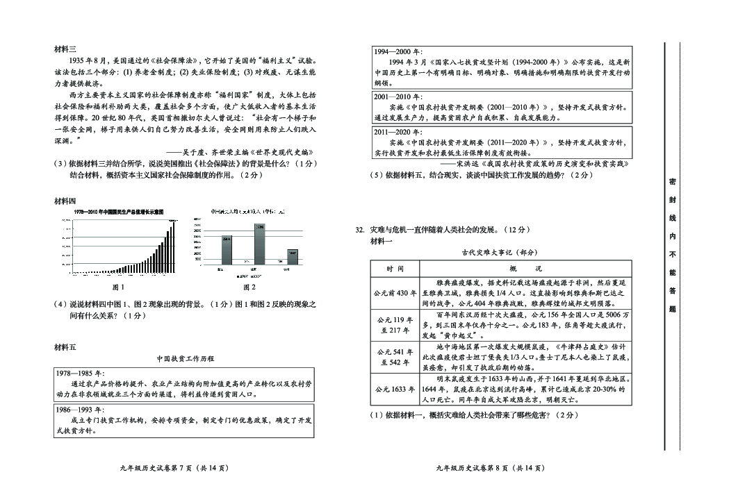北京市房山区2020年九年级二模历史试卷（图片版  无答案）
