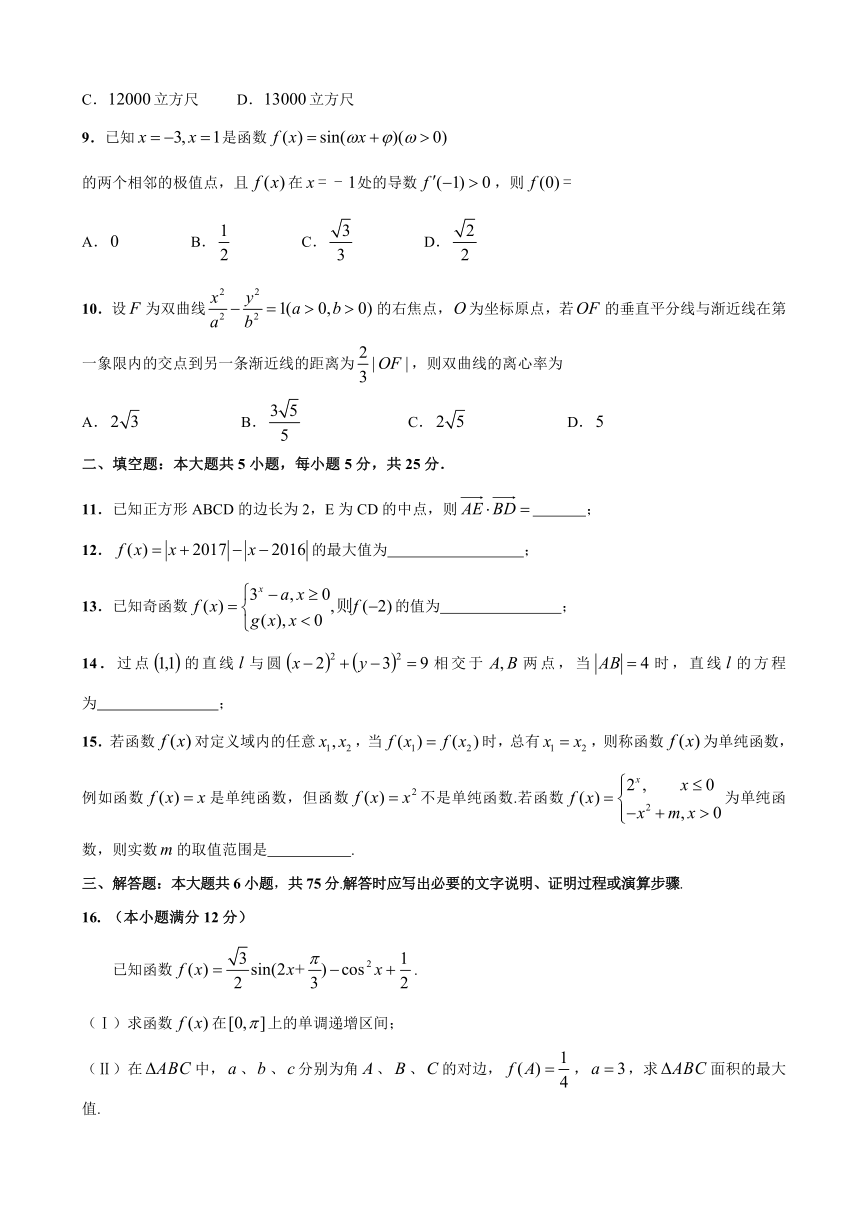 山东省潍坊市实验中学2017届高三下学期三轮复习过关（六）数学（理）试题