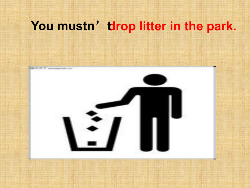 Unit 7 You mustn't drop litter in the park! 课件
