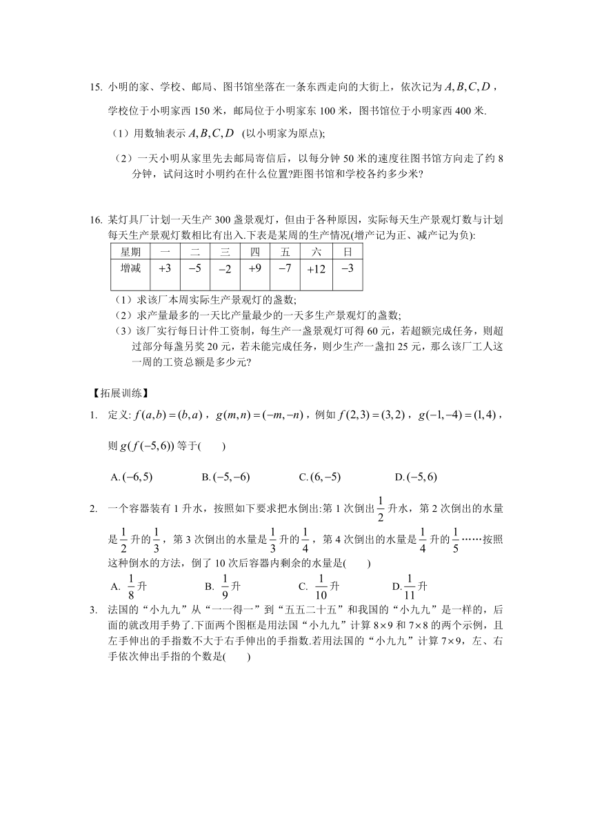 苏科版七年级上第二章有理数  拓展提优试卷（含答案）