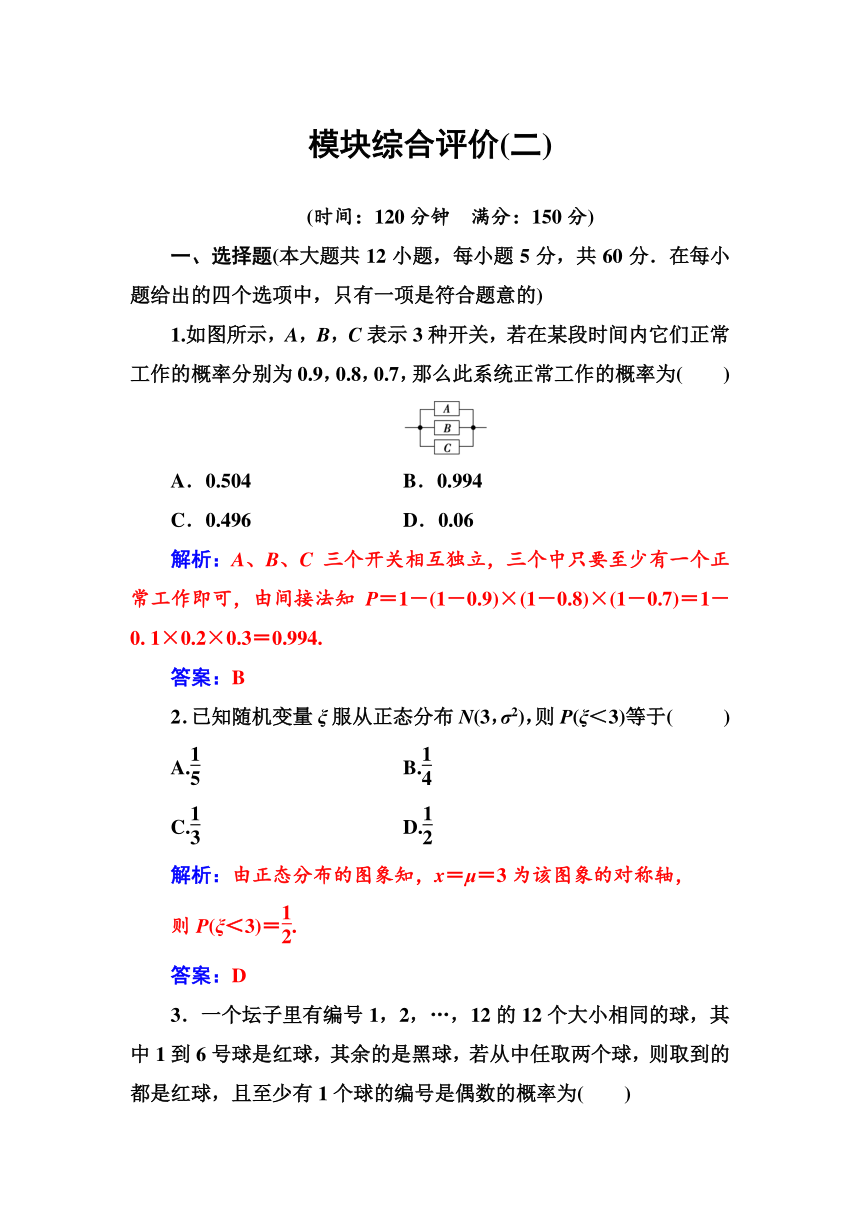 2018-2019学年高中数学选修2-3人教版练习：模块综合评价（二）