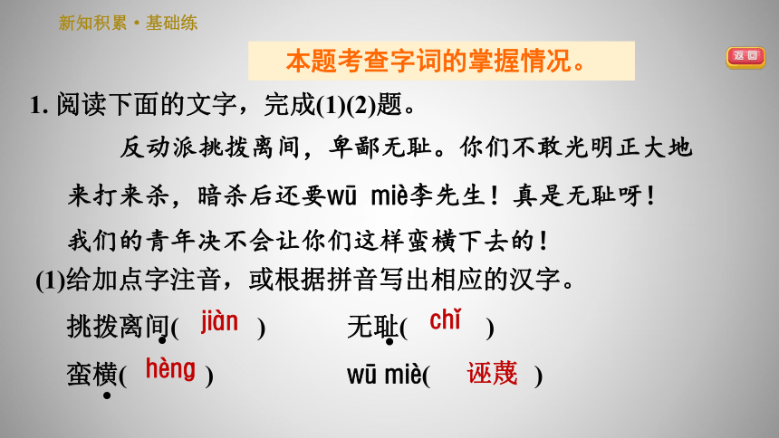 部编版八年级下册语文习题课件 13最后一次讲演（35张PPT）