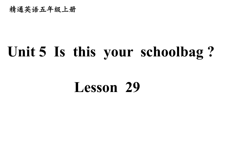 Unit5 Is this your school bag？(Lesson29) 课件(共18张PPT)