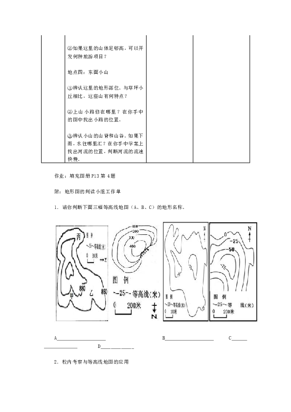 人教版七年级地理教案：1.4地形图的判读