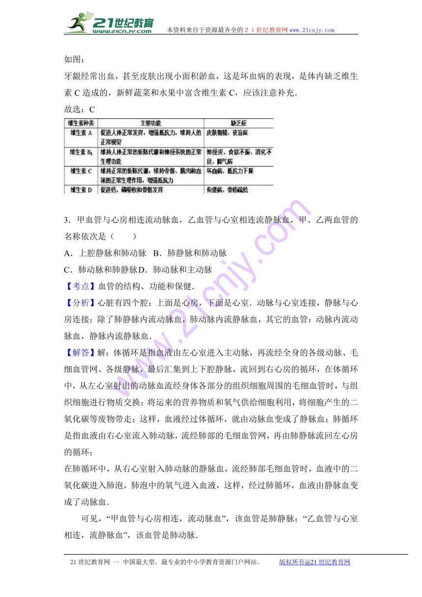 湖北省荆门市钟祥市东方之星外国语学校2017届九年级（上）月考生物试卷（11月份）（解析版）