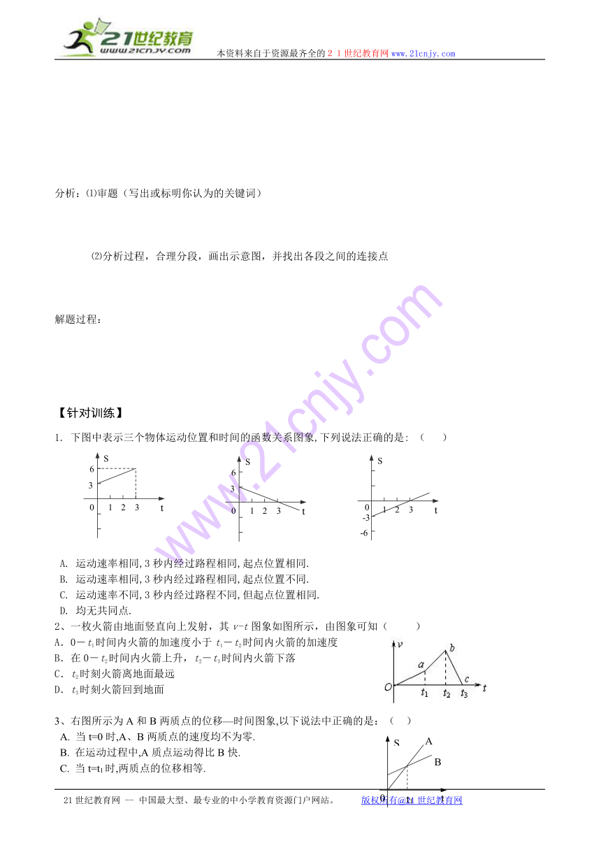 2011届高三物理一轮复习学案：1.3《运动的图象》