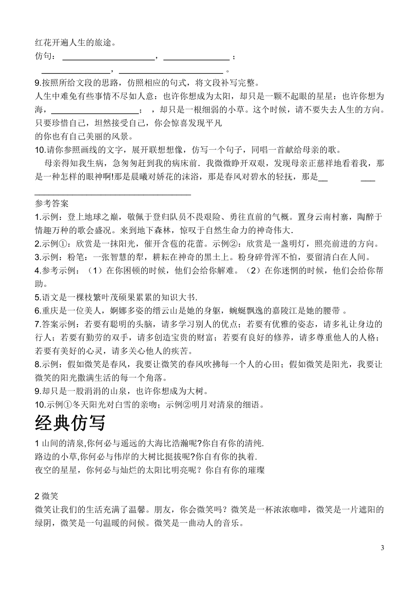 中考专项练习之仿写训练