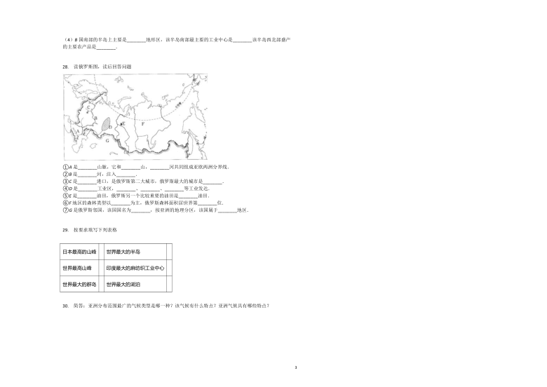 2020-2021学年黑龙江省齐齐哈尔市七年级（下）期中地理试卷(word解析版）