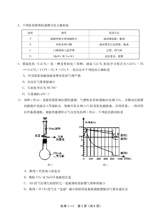 2019年福建省名校联合模拟中考试卷化学（一）(含解析PDF版）
