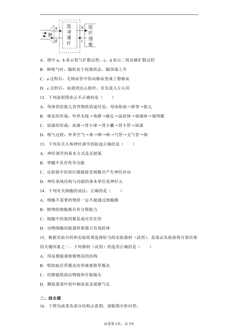 江西省新余市2020年九年级上学期期末生物试题（word版含解析）