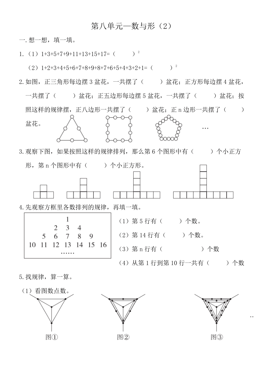 六年级上册数学人教版 第八单元 数学广角——数与形（同步练习）（无答案） 21世纪教育网