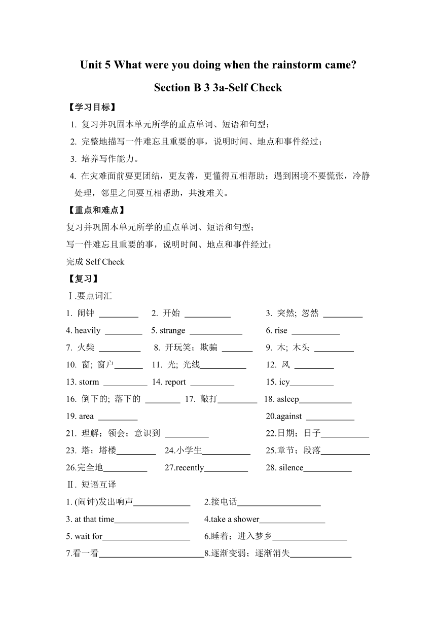 Unit 5 What were you doing when the rainstorm came Section B (3a-Self ...
