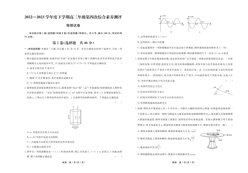 2023屆河北省衡水中學高三下學期5月第四次綜合素養測評物理試題pdf版