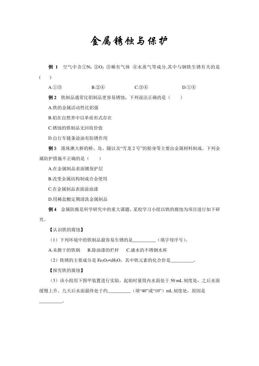 2023年中考九年级化学专题复习  金属锈蚀与保护（含解析）