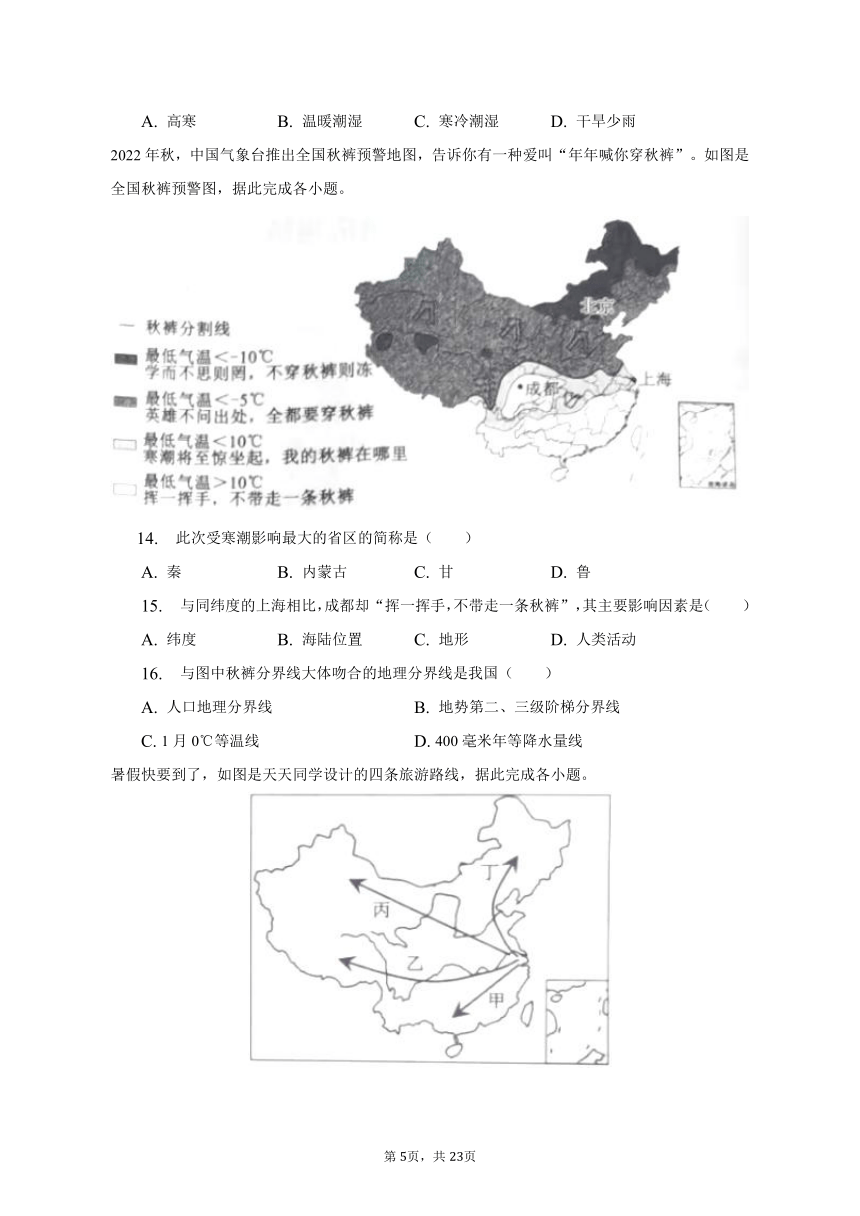 2023年四川省成都市邛崃市中考地理模拟试卷(含解析）