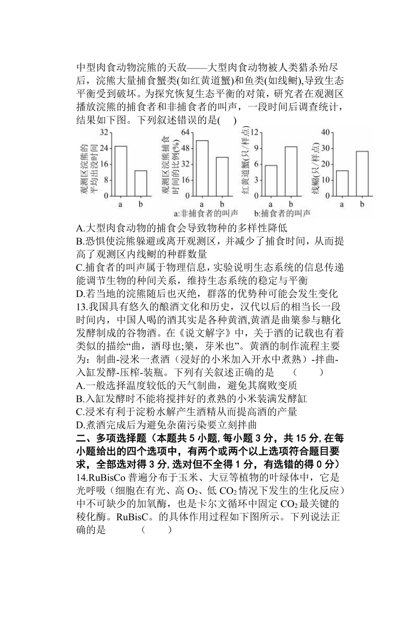 2023届河北省衡水中学高三下学期5月第四次综合素养测评生物学试题（Word版含答案）