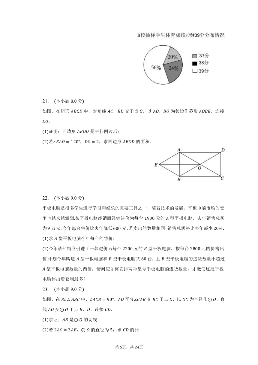 2023年湖南省长沙市中考数学学业水平试卷（四）（含解析）