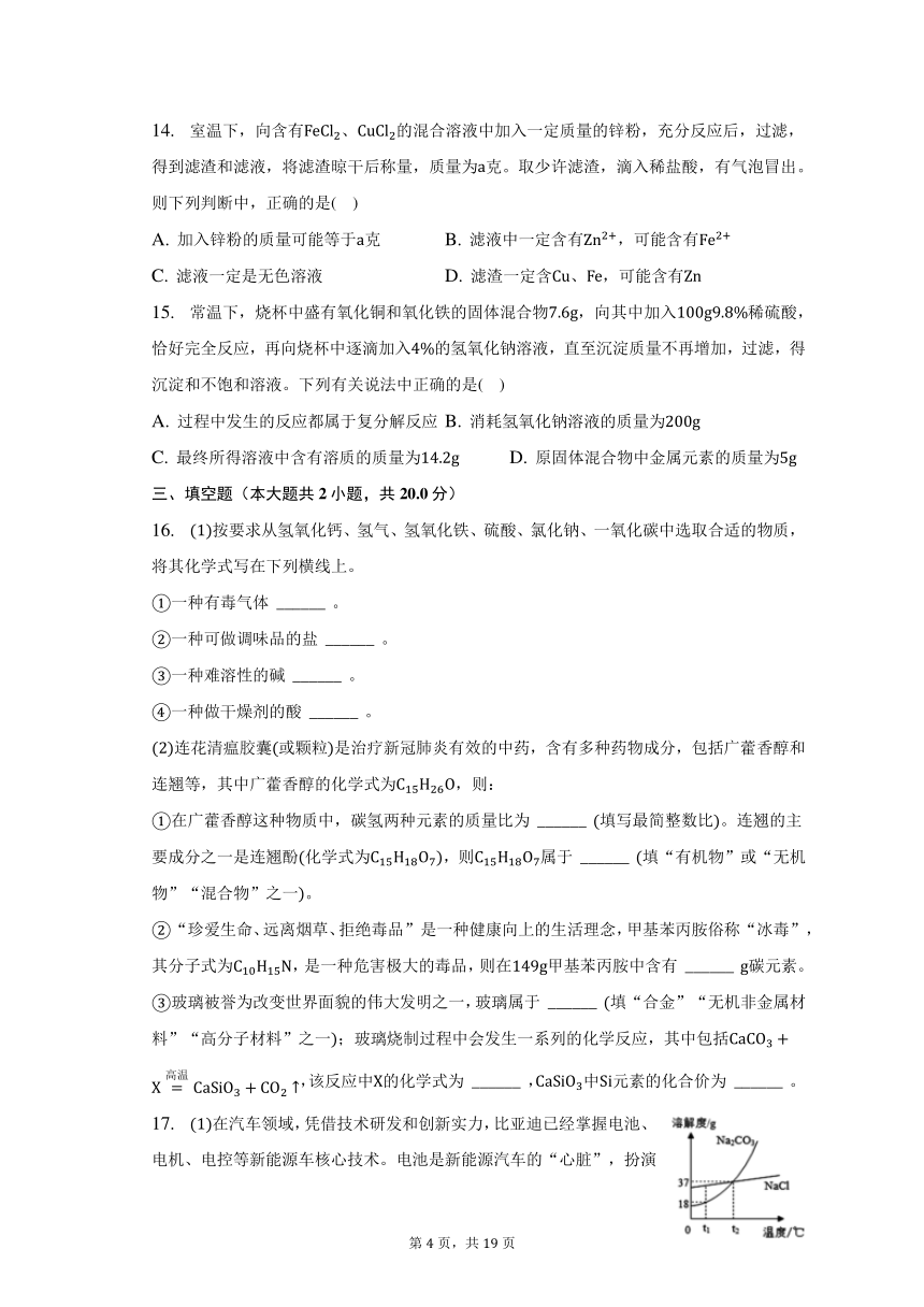 2023年山东省济南市平阴县中考化学二模试卷 (含解析)