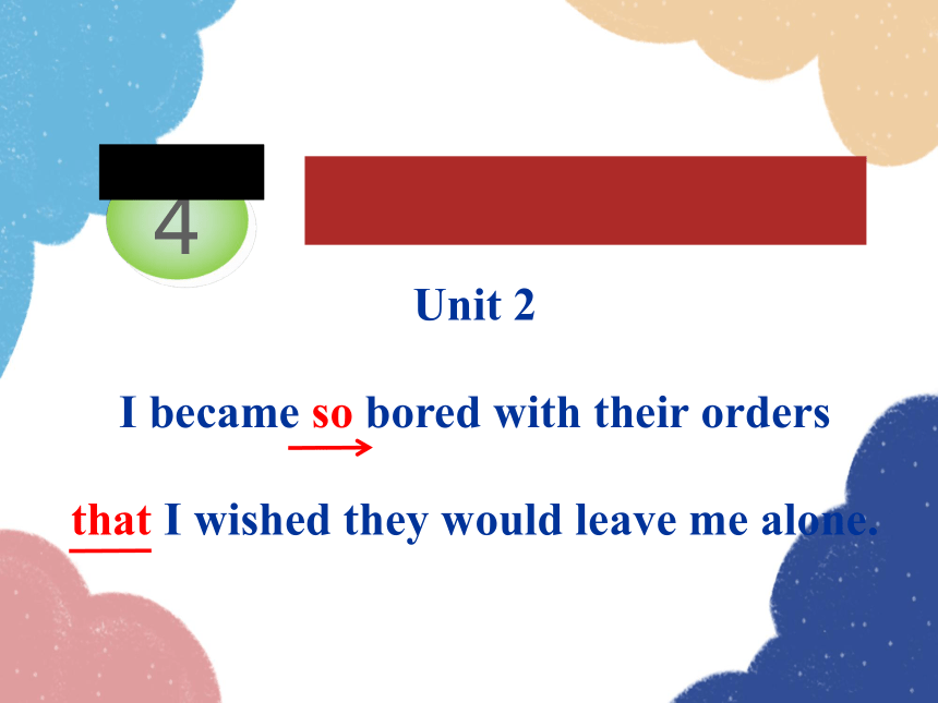 外研（新标准）版九年级上册Module4 Unit 2 I became so bored with their orders that I wished they would leave me al